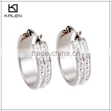 wholesale round designs fake diamond stainless steel earring from China KALEN JEWELRY