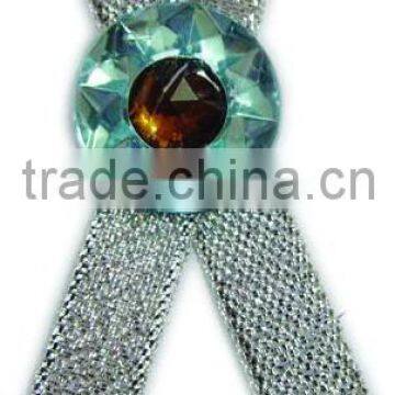 Silver awareness ribbon lapel flower with acrylic artificial flower brooch pin