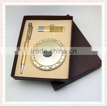 SWS0053 crystal makeup mirror&crystal metal ball pen&crystal USB 2.0 flash driver