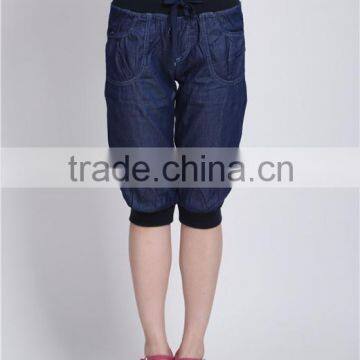 2015 bamboo fiber denim girl ladies short jean capris pants for girls