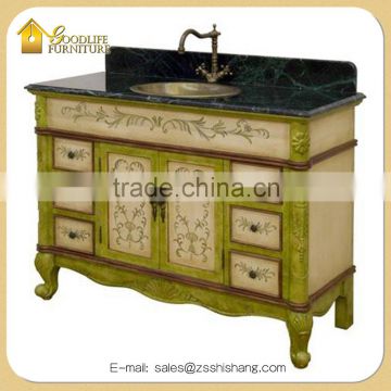 Hot Selling Hand Painted Solid Wood Single Bathroom Vanity