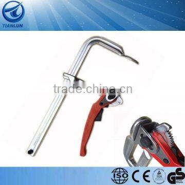 multi purpose woodworking tool.Quick ratchet release F-clamp