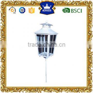 Grave outerdoor decoration white house Metal Lantern with Metal Pole