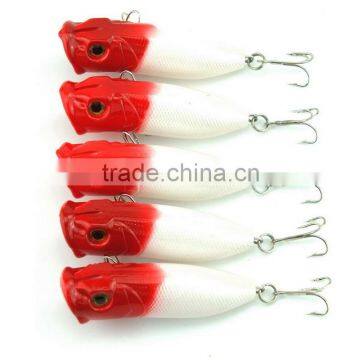 5pcs Plastic Popper Fishing Lures Bass CrankBaits Hooks Tackle 6.5cm/11.8g