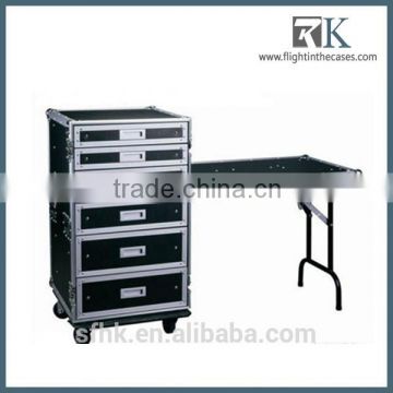 18U drawer case with wheels for storge the tool and cable