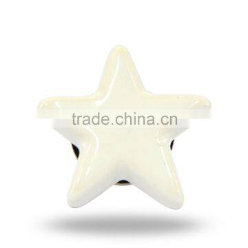 Ceramic Star White Floral Knob