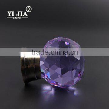 1 1/2 inch purple color brass base furniture crystal handles and knobs