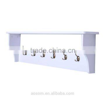 HomCom White 42" 6 Hook Hanging Entryway Shelf Wall Shelf With Hooks photo-3