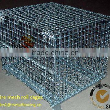 China workshop used industrial transport baskets steel wire welded visuality grids electronic galvanized wire mesh roll cages