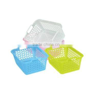 2015new square plastic storage basket with handle