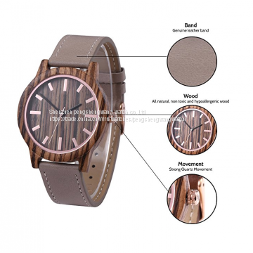 Watch Factory 2017 Luxury Leather Strap Wood Watch Colorful Dial Wood Watch for Lady photo-2