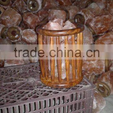 wooden basket with salt chunks