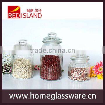 wholesale 3 pcs Glass candy bottle & storage jars with glass lid