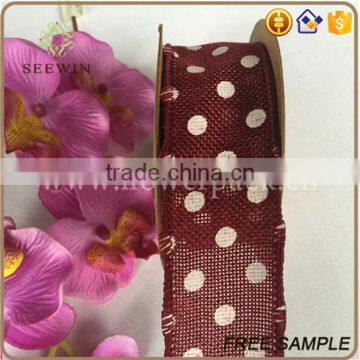 Cheap Wholesale Polyester Linen Ribbon Dots Fabric Price photo-5