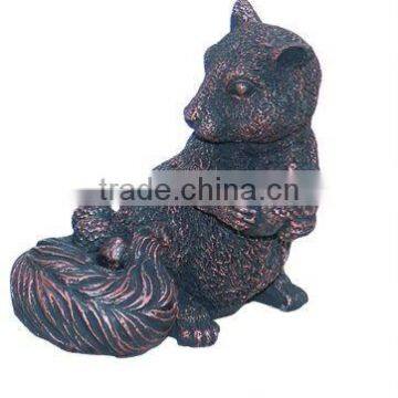 Antique garden cast aluminum squirrel statue