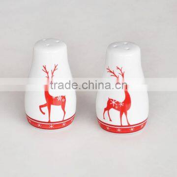 2pcs Salt & Pepper Shaker Set, Porcelain with Decal, Ceramic Salt & Pepper Shaker Set