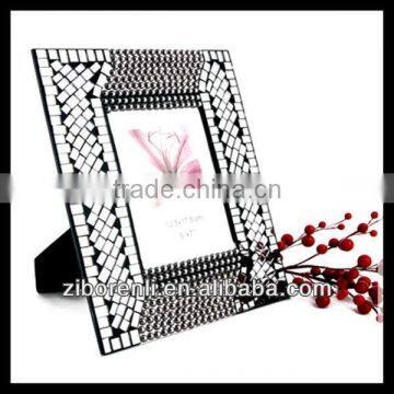 Modern Art Decor Black With Silver Antique Ornate Glass Mosaic Photo Frame Hang for Room photo-4
