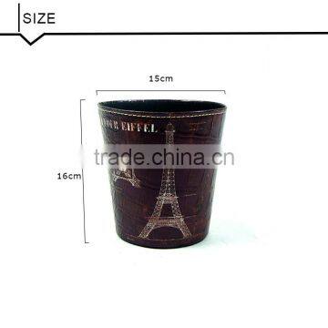 Hot Sale Waste Bin Roma Clock Print Faux Leather Hotel Trash Can photo-4