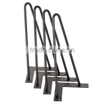 Hot item metal solid steel black color 16 inch 2 rod metal hairpin leg for coffee table