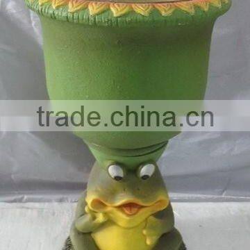 knock-down outdoor garden fiber glass clay frog flower planter pots