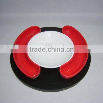 Colors round and curved plates customized ceramic snack tray