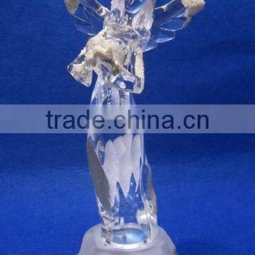 4.5V LED Light Acrylic Snow Holding Heart Angel for Valentines Decoration