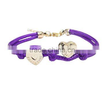 Double Hearts Wax Cord Braided Bracelet Handmade Friendship Bracelet photo-4