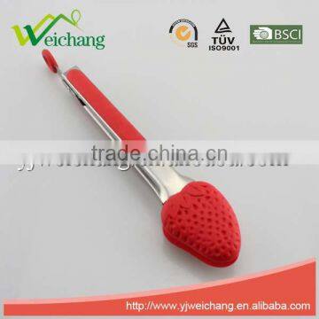 WCHXK01 Premium Comfort Stainless Steel Locking Strawberry Shape Food Tongs With Heat Resistant Silicone Heads, Good Grip photo-2