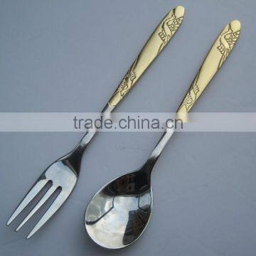 410 Stainless Steel Partial Gold Plated Flatware,service for 3 Birthday and Promotional Gift Flatware Wholesale photo-3