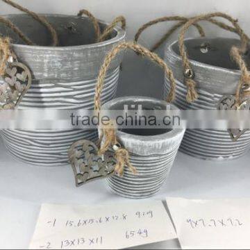 Cement Flower Pot With Rope Handle for Garden Deco photo-4