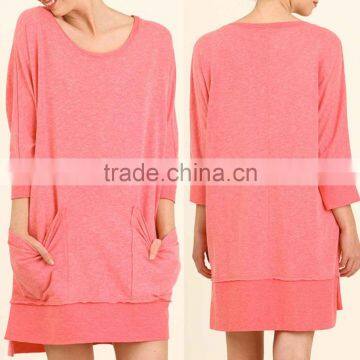 Tunic sweatshirt crewneck spring CASUAL POCKETS TUNIC DRESS