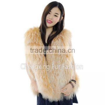 CX-G-B-160M 2016 New Fashion Custom Women Mongolian Lamb Fur Vest photo-3