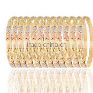 New Arrival 6 MM Three Color Plated Diamond Cut Bangles