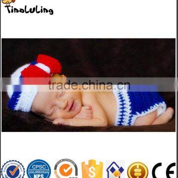 NPT54 Tinaluling Navy theme design handmade knitting set baby newborn photo props