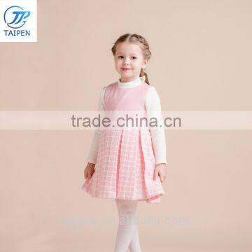 Latest Design Girl's Pink Party Dress With Lace And Pleated Sleeveless Woolen Dress photo-3