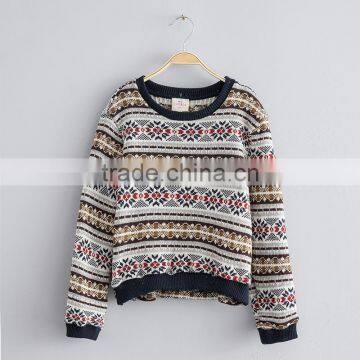 S32448W Knitting Pattern Sweater Top Teenager Kids Pullover O-neck Vintage Style Sweaters photo-5