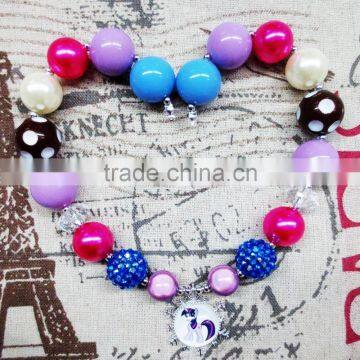 Turquoise Acrylic Bead Princess Chunky Necklace With Pendant photo-3