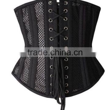 Instyles Black White Mesh 26 Steel Double Boned Waist Corset Steampunk Corselet New photo-3