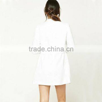 Open Front Longline Flat Collar Ribbed Trim Belted Waist Womens Online Jackets photo-5