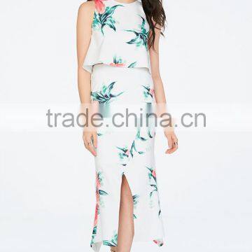 Pictures of Long and Tops Printed Floral Front Slit Skirts