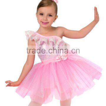 2017 Hot- New Kids Stage Wear-one Shoulder Nice Lace Children Tutu Dress photo-3