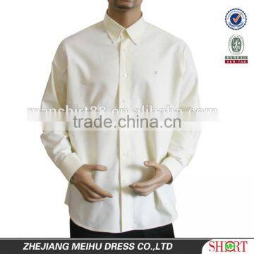 new men's light yellow oxford button-down collar dress shirt with long sleeve