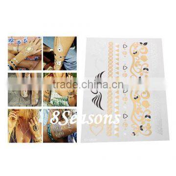 Factory Direct Price Mixed Pattern Gilding Water Transfer Printing Large Size Waterproof Paper Temporary Tattoos Sticker