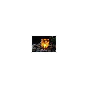 Yellow Roaring Flame Flat Candle Holder