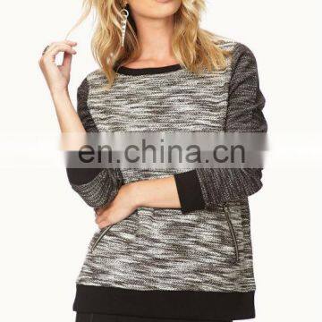 Contrast color china garment factory long sleeve women alpaca sweater
