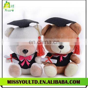 Low price plush sitting graduation teddy bear toy with doctor hat