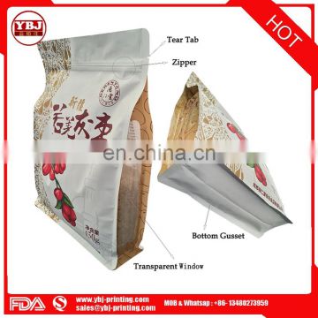 Hot sale packaging side gusset flat bottom zipper bag for food