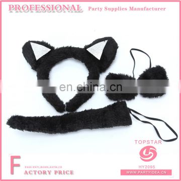 2017 New Design China Promotional Sexy Women Set Halloween Decoration Plush And Plastic Cat Ear Headband