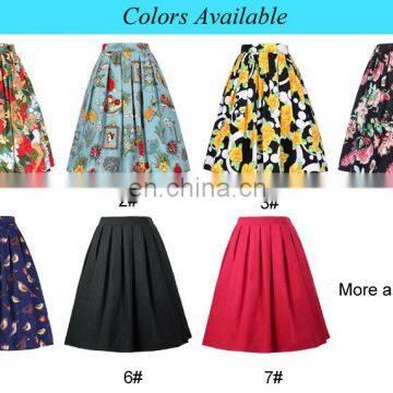 Grace Karin Women's Vintage Retro Pleated Red Cotton Summer Skirt 7 Patterns CL010401-7 photo-6