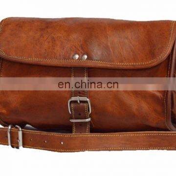 Real vintageleathercraft genuine leather messenger handbag brown bag briefcase